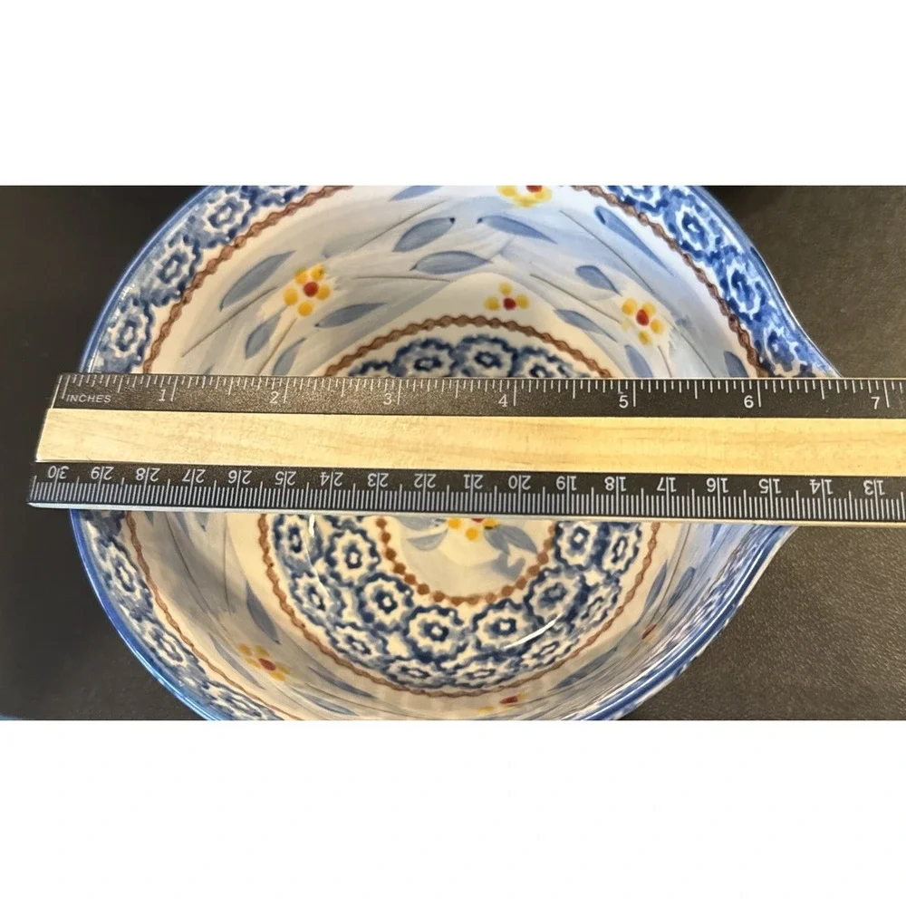Temptations By Tara Old World Blue 2 Piece Nesting Mixing Bowl Spout 0.5/1 Quart